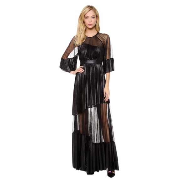 BCBGMaxAzria Dresses & Skirts - 👗NWOT BCBMAXAZRIA Riley Sheer Pleated Skirt Maxi Dress REVOLVE Size 8 Black👗